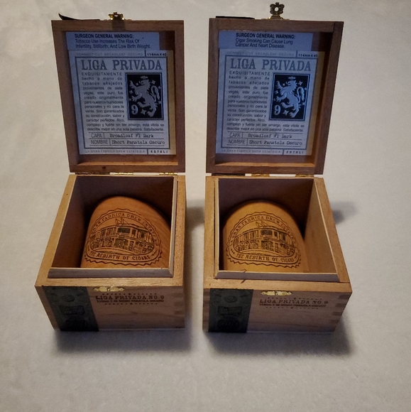 2 Empty Wooden Cigar Boxes Liga Privada No.9